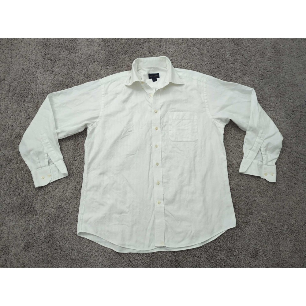 Scott Barber Shirt Mens Large White Textured Long Sleeve 100%‎ Cotton